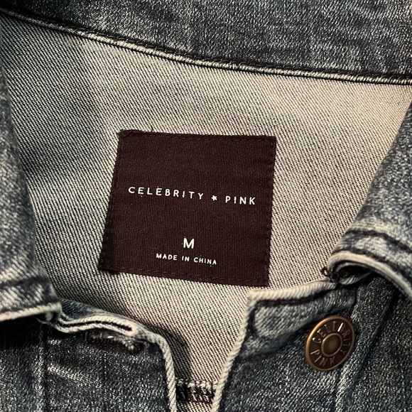 Celebrity Pink Womens Fitted Blue Denim Jean Jacket Size Medium - Picture 3 of 5